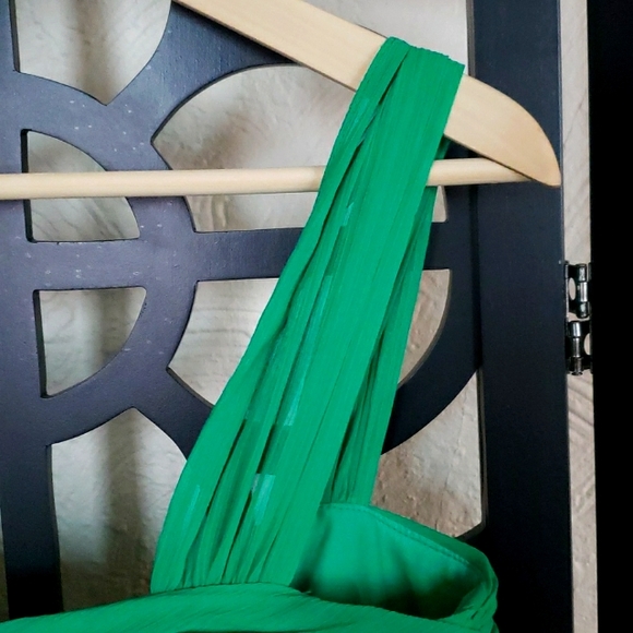 DAVIDS BRIDAL Pleated Hunter Green Gown - Picture 4 of 5